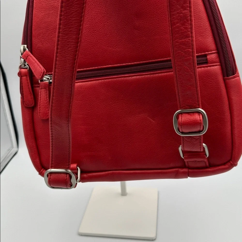 Osgoode Marley Teardrop Multi Zip Leather Backpack in Lipstick Red NWOT